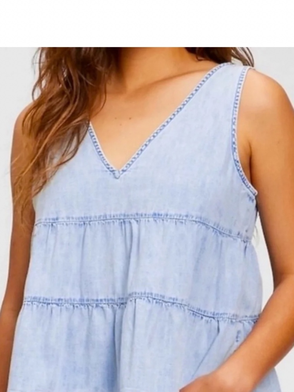 GAP Denim Tiered Top